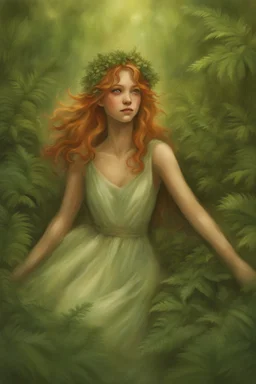 [faerie] In this moment, Fiona is the very embodiment of the forest's joy and magic. Her laughter, her playfulness, and her connection with the world around her are all reflections of the boundless wonder that resides within her. As she rolls amidst the ferns, she's not just a faerie; she's a living testament to the beauty of surrendering to the magic of the moment.