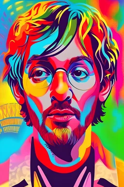 vibey, vibrant, warm, eclectic playlist art, beatles