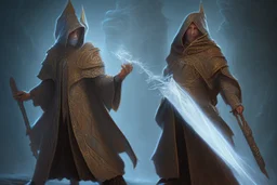 cloaked and dark hooded sorcerer