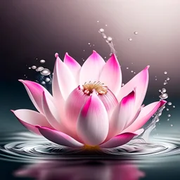 beautiful pink lotus flower in milk wave splash