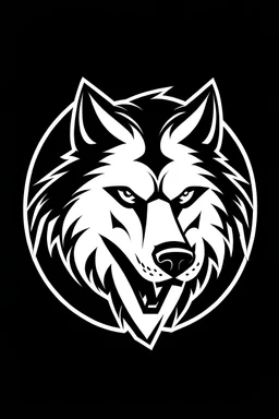 black and white wolf logo, must be simple. wolf faced towards kamera