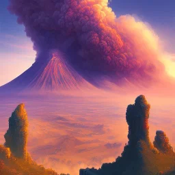 Naples landscape in front of a vulcano Vesuvius. Anton fadeev style