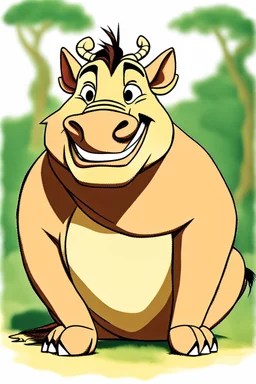 Pumba from the lion king sitting and smiling