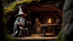 Gandalf chat robot in a hobbit hole interior daylight, shot on Hasselblad h6d-400c, zeiss prime lens, bokeh like f/0.8, tilt-shift lens 8k, high detail, smooth render, down-light, unreal engine, prize winning