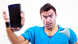 guy holding broken cellphone