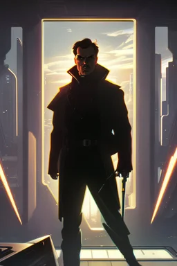 Best quality, masterpiece, ultra high definition,Futuristic, cyberpunk, Friedrich Nietzsche,Comic style