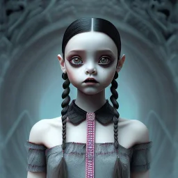 Jenna ortega wednesday addams gotik makyaj saç orgü mdjrny-v4 style