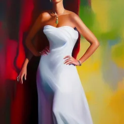 Full body portrait, painting, medium shot lady, style of Sharon Spiak