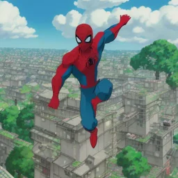 Spiderman versus Minecraft pillager, Realism, on a building, in the suburbs,