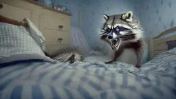 rabid raccoon under the bed scaring russian man