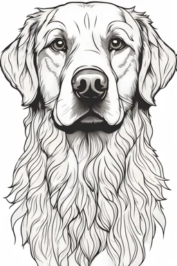 outline art for Golden Retriever coloring pages, white background, Sketch style, only use outline, Mandala style, clean line art, white background, no shadows, and clear and well outlined