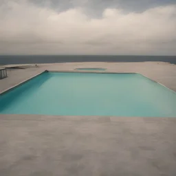 A swimming pool inthe middle of the ocean