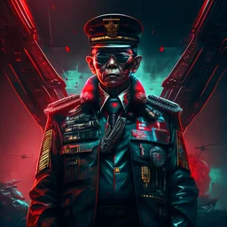 The president of Republic Indonesia in militiary cyberpunk style