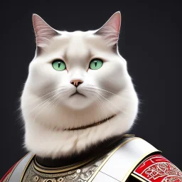 beautiful smooth realistic Japanese samurai robot cat body, run on dark cosmos background, cat еye, extremely sharp detail, finely tuned detail, ultra high definition, 8 k, unreal engine 5, ultra sharp focus, accurate sword wings, positive smile, lot of details, fit within portrait, Ambiance dramatique