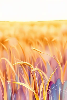 fantasy watercolor painting of a vast open prairie with waving grass stalks of yellow, brown, purple, and blue