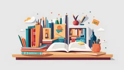 Flat illustration for back to school season with white background