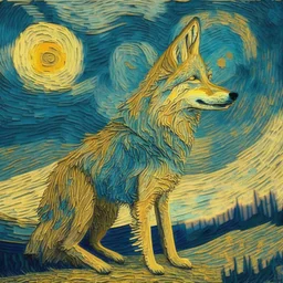 a wolf in van gogh style