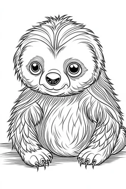 outline art for Sloth Baby coloring pages with sitch, white background, Sketch style, full body, only use outline, toddlers style, clean line art, white background, no shadows and clear and well outlined.