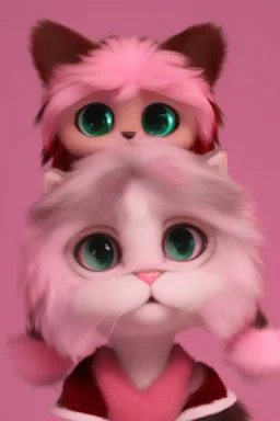 cute chibi fuzzy furry peppermint candy cats striped in pink and red fantasy fantastic view very cute