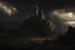 A Beautiful Dark souls castle with thunderstorm