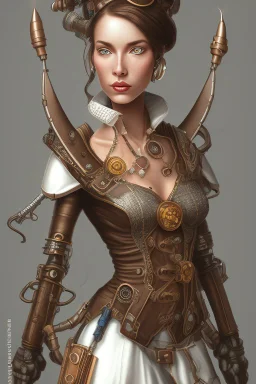 portrait of a steampunk lady on a white background