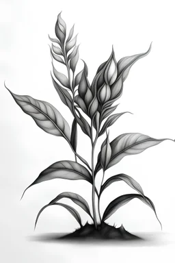 Pencil drawing of animal morphing into plant, minimalistic, black and white, negative space, crisp details
