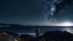 couple near seashore watching stars