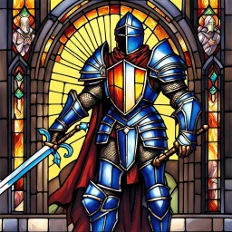 male knight with stained glass armor 90's tcg art fantasy