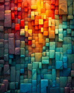 abstract landscape made of cubes, in the style of Peter Gric, detailed colorful beautiful high resolution --ar 1:2 --stylize 750