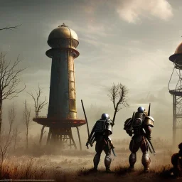 fallout 4, yurt city, spray paint, mongols, chalk,chimney, antennas, sattelite dish,warhammer, fantasy game art