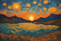 Ein sonnenuntergang im Van gogh stil