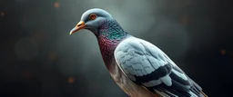 big ass human pigeon wereduck portrait, with background in the style of escher and giger, a chill contrapunctus fugue in the style of fsol, beethoven, goa trance breaks, dancefloor drum and bass,