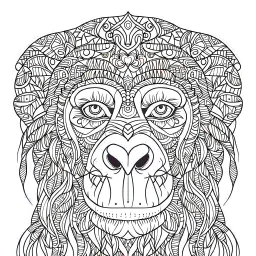 monkey, realistic, coloring page, Animal, mandala, only draw lines, coloring book, clean line art, wildlife-inspired, kid style, –no sketch, color, –ar 3:4, white background, minimalistic black lines, 8k, minimal black color, low level black colors, coloring page, use pure black and white colors, avoid thick black colors, thin black line art, avoid colors, perfect shape, perfect clear lines, clear edges, fill total edges, exact perfect edges, not use black colors, dont use black colors