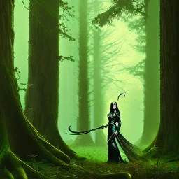  Woman witch in the dark forest