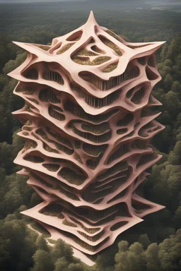 impossible geometry giant organic carnivore building