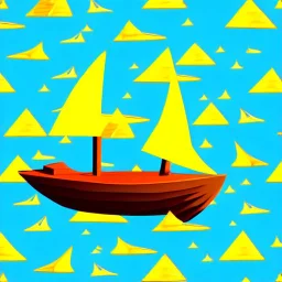 Legend Of Zelda: Wind Waker style Small wooden ship, with bright sails, on a vast ocean, stylized, celshaded, colorful, adventurous, frontal view, full view.