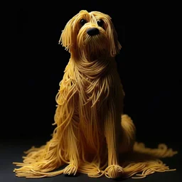 a dog made of spaghetti