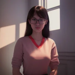 Study girl in university by read a room, on book, movie, real photo realistic, unreal engine, cinematic lighting --ar 1:1 creative