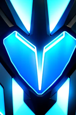 neon blue, flying parts of armor in form of triangles, cyber armor, geometric patterns on armor, male, orbiting triangle