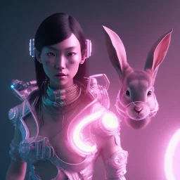 avatar image, cyberpunk Asian woman, rabbit mask, black pink color, highly detailed, concept art, smooth, unreal engine 5, god rays, ray tracing, RTX, lumen lighting, ultra detail, volumetric lighting, 3d, finely drawn, high definition, high resolution.