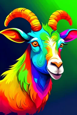 Acrtoon 2d art illustration . colorful goat