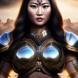 Ultra detailed fullbody Portrait in oil on canvas of busty female Huns warrior with armor,helmet,extremely detailed digital painting,ultrarealistic skin,intense stare, extremely detailed face, crystal clear eyes, mystical colors ,perfectly centered image, perfect composition, rim light, beautiful lighting,masterpiece ,8k, stunning scene, raytracing, anatomically correct, in the style of Simon Bisley and Ohrai Noriyoshi and robert e howard and Steve Jung and Wizyakuza and uncannyknack.