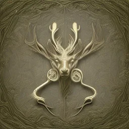 emblem of an elvish forest city with a stag horn on it, very detailed, triangle