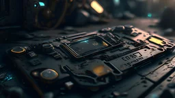 Futuristic black gadget clutchplate dysoptia cyberage HAWKEN postapocalyptic dysoptia scene photorealistic uhd 8k VRAY highly detailed HDR