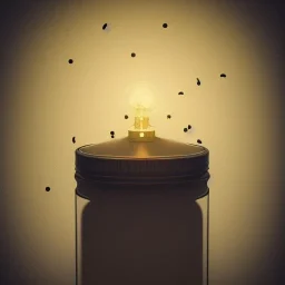 lantern, swarm of glowing fireflies inside a belljar, polaroid, luminescent glow, moody, tender, photorealistic, octane render, golden hour