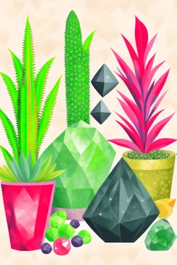 Gemstones and house plants graphic
