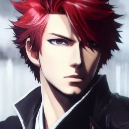 Detailed anime boy, crimson red hair, classic taper hairstyle, dante dmc5 hairstyle, wolf ears protruding out, white trench coat, intricate details, full body portrait, keep head in frame, slight smile, black Japanese motif, concept art, highly detailed, digital painting, concept art, sharp focus, illustration, art by Yoji Shinkawa, WLOP and greg rutkowski and alphonse mucha and artgerm and yanjun Chen and Junji ito and Makoto Shinkai, HDR, octane render, highly detailed