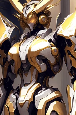 a close up of a robot in a building, concept art of omegamon, arasaka mech, from arknights, intricate assasin mecha armor, mecha art, mecha anime, barbatos mobile suit, the golden humanoid robot, anime mech armor, modern mecha anime, beautiful gold saint, mecha, cgsociety 9