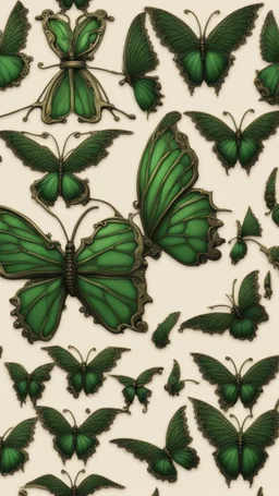 metal steampunk green butterfly wings