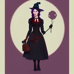 Portrait of a 30 year old witch like Cate Blanchett and Mary Poppins